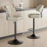 Barhocker 2er Set, Ergonomische Gepolsterte Barhocker mit Rückenlehne, Verstellbare Doppellagige Barstuhl, für Esszimmer Heimbar Kücheninsel, 2 x