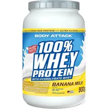 Body Attack 100% Whey Protein Banane Milch Pulver 900 g
