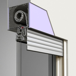 Rolladen zum Nachrüsten, Aufsatzrollladen Modell Basic, Kunststoff, Weiß, 800 x 800 mm, mit Gurtwickler, individuell konfigurieren