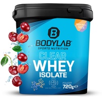 Bodylab24 Clear Whey Isolate 720g Kirsche, Eiweiß-Shake aus bis zu 96% hochwertigem Molkenprotein-Isolat, erfrischend fruchtiger Drink, Whey Protein-Pulver kann den Muskelaufbau unterstützen