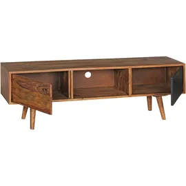 FineBuy REPA TV Lowboard 140 cm Schwarz Massivholz