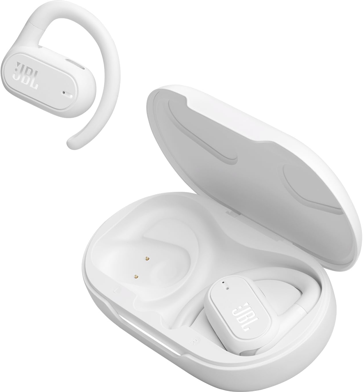 JBL Soundgear Sense – Kabellose Bluetooth-Open-Ear-Kopfhörer – Spritzwassergeschützt und komfortabel – In Weiß
