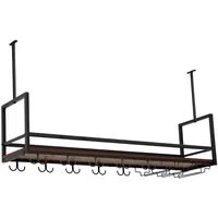 [en.casa] Weinregal 120 x 30 x 65 cm Schwarz/Walnussoptik