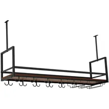 [en.casa] Weinregal 120 x 30 x 65 cm Schwarz/Walnussoptik