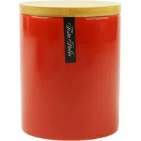 Vorratsdose Rot mit Holzdeckel Keramik Vorratsbehälter Keramikdose Dose Küchenbehälter 500ml - Rot