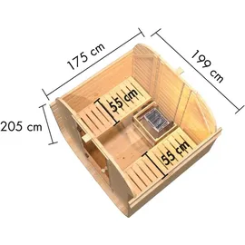 Karibu Saunahaus Fasssauna Quadro 1 - 38 mm inkl. 8-teiligem gratis Zubehörpaket Ohne Ofen