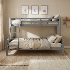 Homestyle4u Etagenbett 90 x 200 cm Kiefer massiv grau