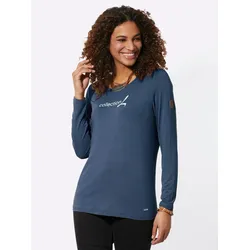 Langarmshirt CASUAL LOOKS "Shirt", Damen, Gr. 36, blau (rauchblau), 100% Baumwolle, unifarben, Langarm, Shirts