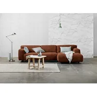 Ecksofa FURNINOVA "Vesta, modern und sehr bequem, tolle Detailverarbeitung, L-Form" Sofas Gr. B/H/T: 300cm x 74cm x 160cm, Velours, Recamiere rechts, ohne Bettfunktion, braun (bronze) im skandinavischen Design