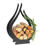 DanDiBo Ambiente DanDiBo Kaminholzregal Metall Schwarz Kaminholzständer Flamme 78 cm 190983 Holzkorb Kaminholzhalter Feuerholzregal Holzregal