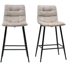 miliboo Design-Barhocker taupefarbener Samt H65 cm (2er-Set) MAXWELL