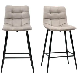 miliboo Design-Barhocker taupefarbener Samt H65 cm (2er-Set) MAXWELL