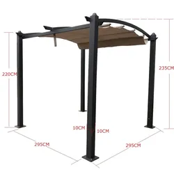 Jet-Line Gartenpavillon Pergola Gazebo "Giseh" 3 x 3 m beige Sonnenschutz Überdachung Alu