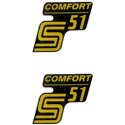 Schriftzug S51 Comfort Folie / Aufkleber schwarz-gelb 2 Stück Simson S51
