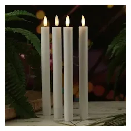 MARELIDA LED Stabkerzen LISA Tafelkerzen Dinnerkerzen wiederaufladbar weiß