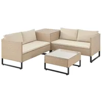 Juskys Polyrattan Lounge Santorini - Creme