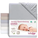 babybay Jersey Spannbetttuch Deluxe Doppelpack passend für Modell Original, grau