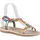 Stiefelparadies Damen Riemchensandalen Sandalen Zierperlen Schuhe 840106, Farbe: Rosa Blau Metallic,