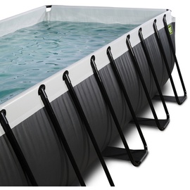 EXIT TOYS Black Leather Pool Set 540 x 250 x 100 cm inkl. Sandfilter, Abdeckung und Wärmepumpe