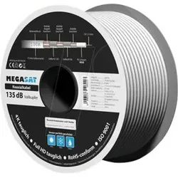 Megasat 100066 Koaxialkabel, 4-fach, 120dB, Ø 7, 2mm, Innenleiter 1, 1mm, 64er Geflecht 100 Meter