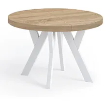 dekori.interiors Runder Ausziehbarer Tisch Ø 100/150 cm Eiche Sonoma/Weiß