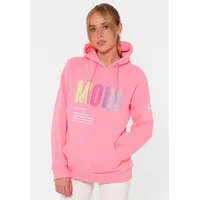 Zwillingsherz Sweatshirt, mit aufgesticktem „Moin“-Schriftzug in Neonfarben pink