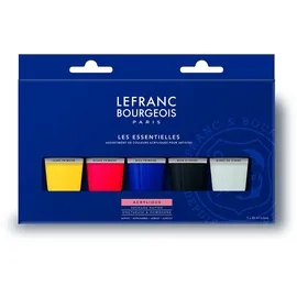 Lefranc Bourgeois 300684 Fine Acrylfarbe - LB Acryl Fine 5x80ml Set , Set, cremige Acrylfarbe auf Wasserbasis, schnell trocknend, lichtecht, wasserfest