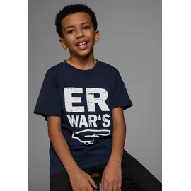Kidsworld T-Shirt "Sprücheshirt: ER WAR`S", Jungen, Gr. 128/134, blau (marine), Jersey, Obermaterial: 100% Baumwolle, bedruckt, Basic, Basic, Rundhals, Shirts T-Shirt, Immer einen coolen Spruch parat. Sprücheshirt