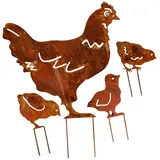 aubaho Gartenstecker Huhn Küken 48 cm Braun