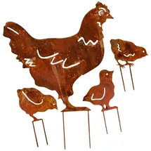 aubaho Gartenstecker Huhn Küken 48 cm Braun