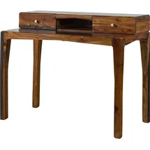 MASSIVMOEBEL24.DE Schreibtisch Sheesham dunkelbraun lackiert