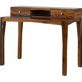 MASSIVMOEBEL24.DE Schreibtisch Sheesham dunkelbraun lackiert