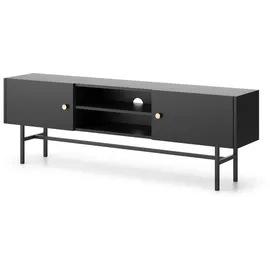 Selsey Divenos TV-Lowboard 155 cm Schwarz Metall/Spanplatte/Holzwerkstoff