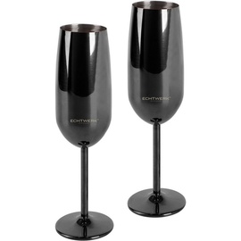 Echtwerk Sekt-/Champagnerkelch Set 2tlg - schwarz
