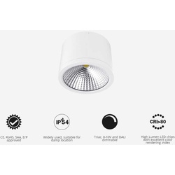 Aufbau,-Deckenleuchte rund IP54, 15W, 25W, 35W BT-UP-DL38 (LED farben: NW neutrallweiß)