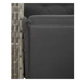 vidaXL Gartensessel mit Fußteil Verstellbar Grau Poly Rattan
