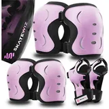SKATEWIZ Schoner Set Protektoren Inliner 3-er Set Skateboard Kinder Schützer Knieschoner rosa S