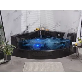 Beliani Whirlpool-Badewanne, schwarz Kunststoff, Dreieckig, 135x59x190 cm Badezimmer,,Badewannen