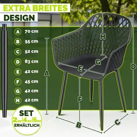 tillvex Gartenstuhl 55 x 60 x 90 cm schwarz 2 St.