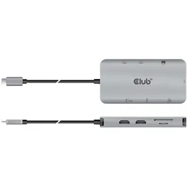 Club 3D Club3D Usb-8-In1-Hub Usb-C > 2Xhdmi/2Xusb/Usb-C/Rj45/Sd/Msd - Silber
