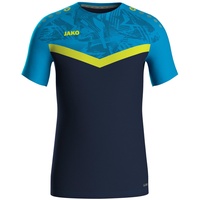 Jako Unisex Kinder T-Shirt Iconic, Marine/JAKO blau/Neongelb, 152
