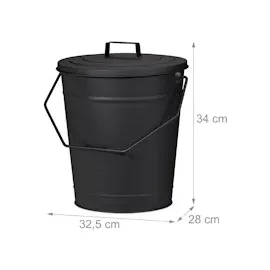 Relaxdays Ascheeimer mit Deckel 12 l schwarz