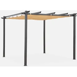 Pergola, Aluminium, 3x3m, Schiebedach Beige - sweeek