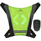 Maclean Brackets Maclean MCE420 Sicherheitswarnweste mit LED Blinker Rucksack mit Einstellbaren Richtungsanzeigern Fernbedienung Laufen Radfahren USB Wiederaufladbar Fahrradweste Universale Größe