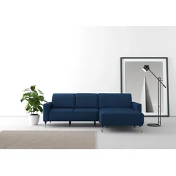 Ecksofa SIT & MORE "Bailando L-Form", blau, B:251cm H:84cm T:163cm, Sofas, wahlweise mit Kopfteilverstellung und Vorziehsitz, motorisch