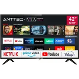 Antteq AV42F3 Fernseher 42 Zoll (106 cm) Smart TV mit Netflix, Prime Video, Rakuten TV, DAZN, YouTube, UVM, WiFi, Triple-Tuner DVB-T2 / S2 / C