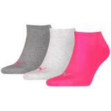 Puma Unisex Socken - Sneaker-Socken, Damen Herren einfarbig, Vorteilspack Grau/Pink 39-42