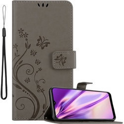 Cadorabo Flower Book Hülle (Motorola Moto E30, Motorola Moto E40, Motorola Moto E20), Smartphone Hülle, Grau