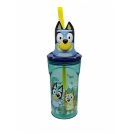 Bluey Splash 3D Plastikstrohhalm Becher, 360 ml