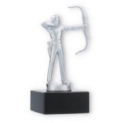 Pokal Metallfigur Bogenschütze silbermetallic auf schwarzem Marmorsockel 15,0cm